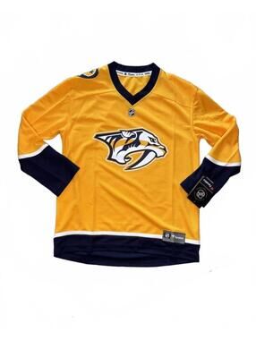Nashville Predators Fanatics Youth Jersey Yellow Navy L/XL - Fits Men XS/S